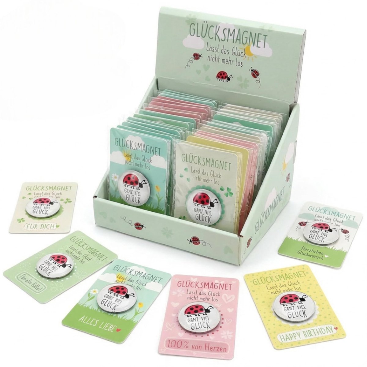 Glazen magneten - Dailygoods- Geluksmagneet set van 24 stuks