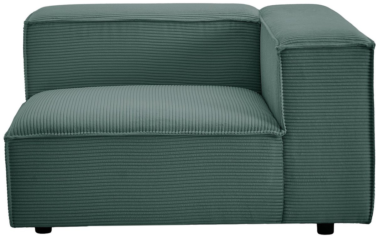 Vente-unique Hoekfauteuil rechts in groen ribfluweel RUZOLO