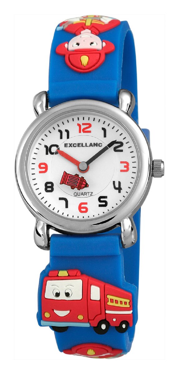EXCELLANC Excellanc kinderhorloge Lenny Excellanc kinderhorloge met siliconen band en brandweermotief