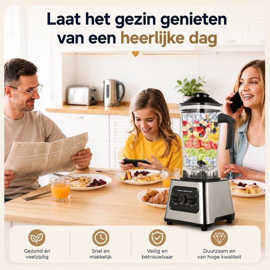 Celestul Blender 800W - Smoothie Maker & Juicer - 2,5L Blenderkan - IJscrusher - Krachtige Tafelblender voor Fruit, Groenten, Shakes en Smoothies — afbeelding 5
