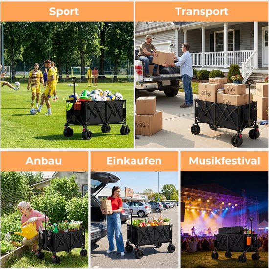 Aafinity 300L opvouwbare kampeerwagen - robuuste kar met een capaciteit van 200 kg en 360° slijtvaste wielen voor caravan van Aafinity — afbeelding 3