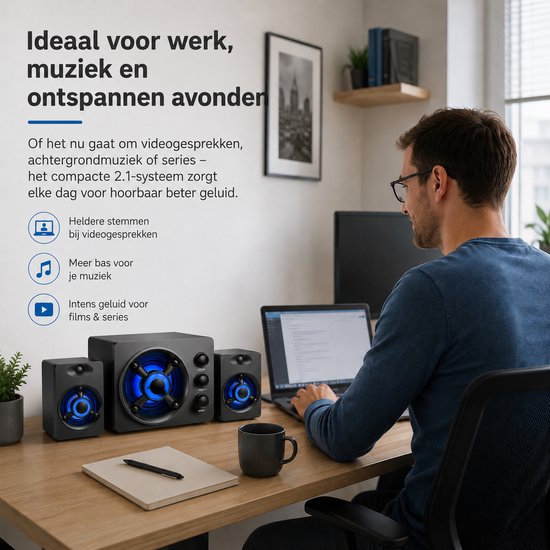 Gloovon - Luidspreker - Boekenplan Luidsprekers - Luidspreker Standaard - Luidsprekers voor PC - Bluetooth - 3.5mm Audio Kabel - Zwart van Gloovon — afbeelding 5