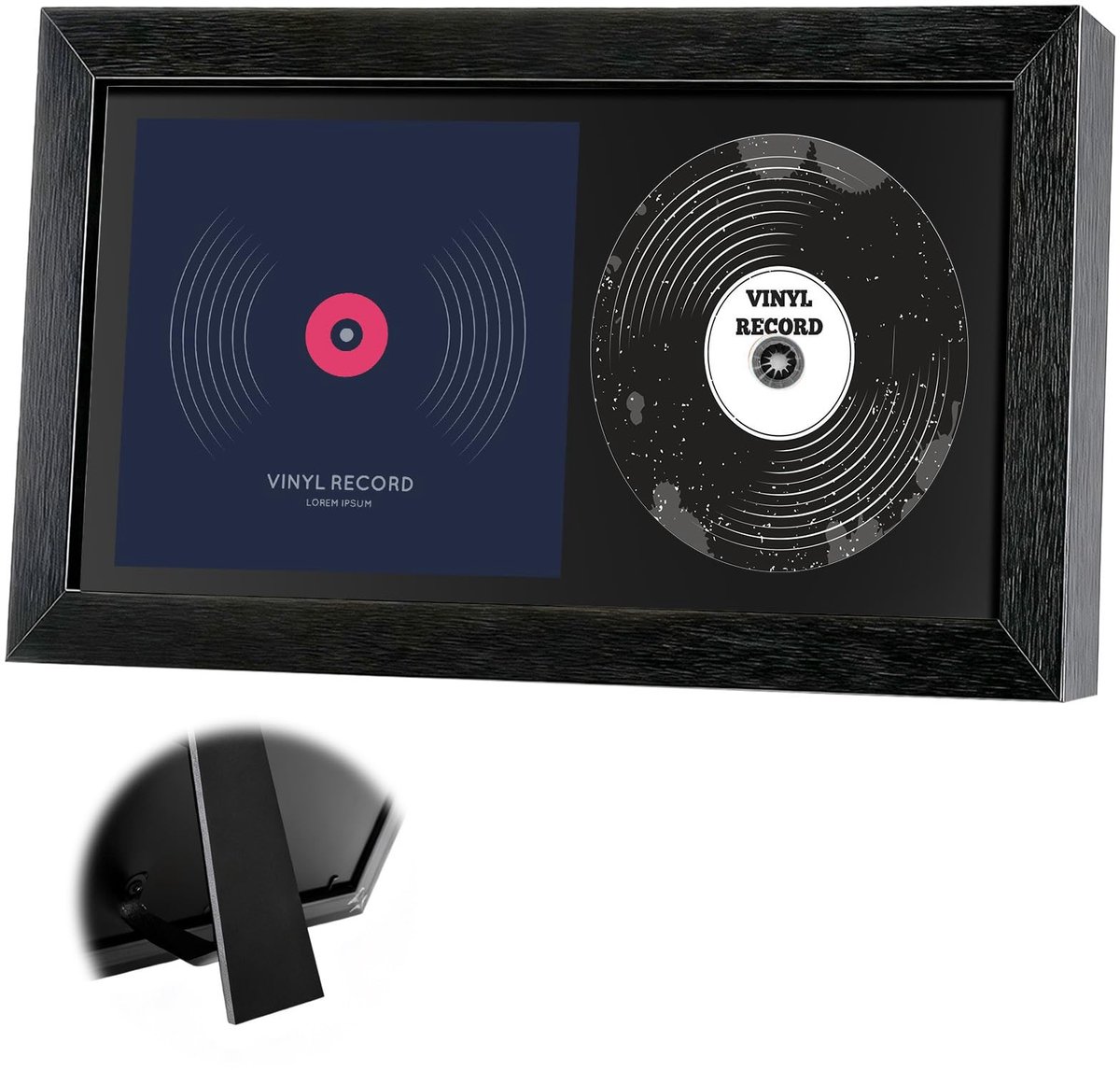 Dailygoods- CD-Displayframe Echt Glas - CD-Box - Wand/Tafeldisplay - Zwart - Rechthoekig - 35 x 19 cm - Cd-lijst