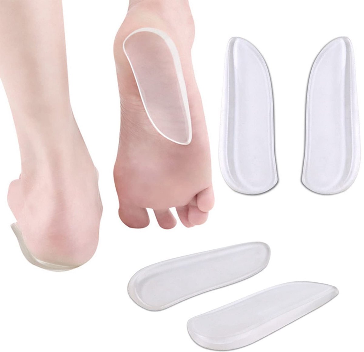 Dailygoods- Inlegzolen Siliconen - 2 Paar Hielinzetstukken - Mediale/Laterale Hielwig - Zelfklevend - Ergonomisch Ontwerp - Voor Supinatie/Overpronatie - Voetbed
