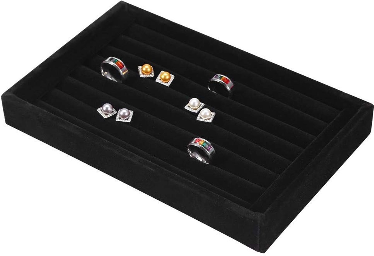 Dailygoods- Sieradenorganizer met 7 vakken - Sieraden display - Ring display tray - Opbergtray - Verstelbaar - Zacht materiaal - Sieradendisplay