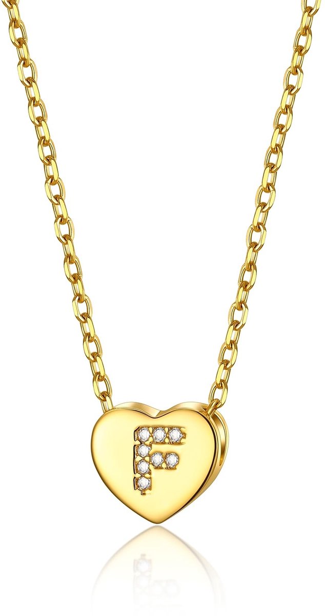 Dailygoods- Hartketting dames - Gouden halsketting - Koper hanger - Roestvrij stalen ketting - 41 cm lengte - Perfect als cadeau