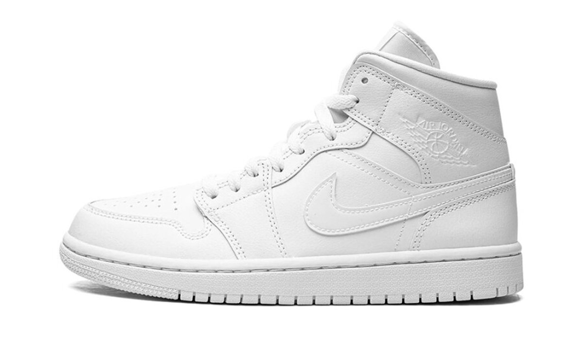 Nike Air Jordan 1 Mid - Maat 44.5 - Triple White - Sneakers Schoenen Leer - DV0991-111