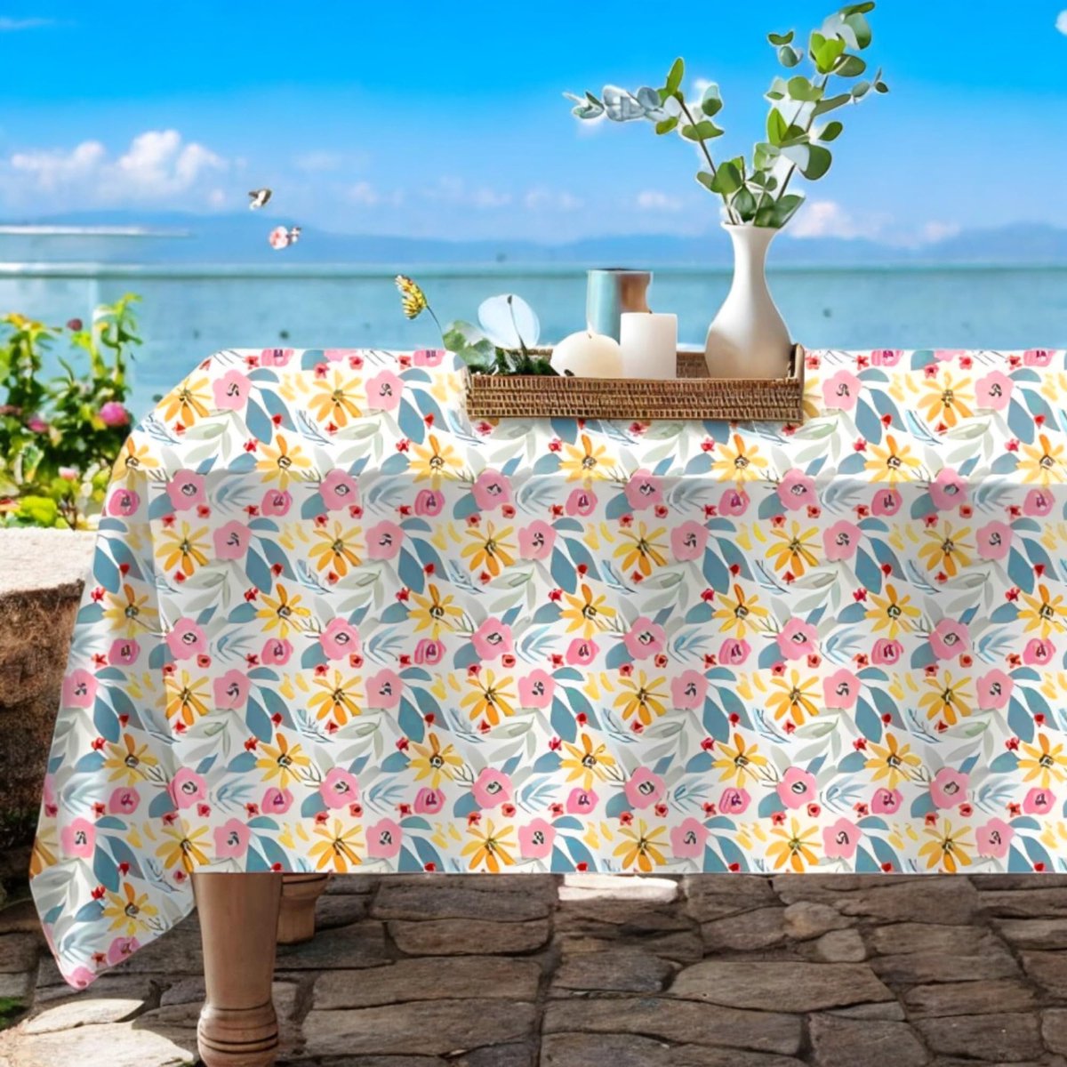 Dailygoods- Tafelkleed Afwasbaar - Waterafstotend - Rechthoekig 180 x 130 cm - Onderhoudsvriendelijk - Duurzaam - Bloemig Patroon - Tafelbedekking