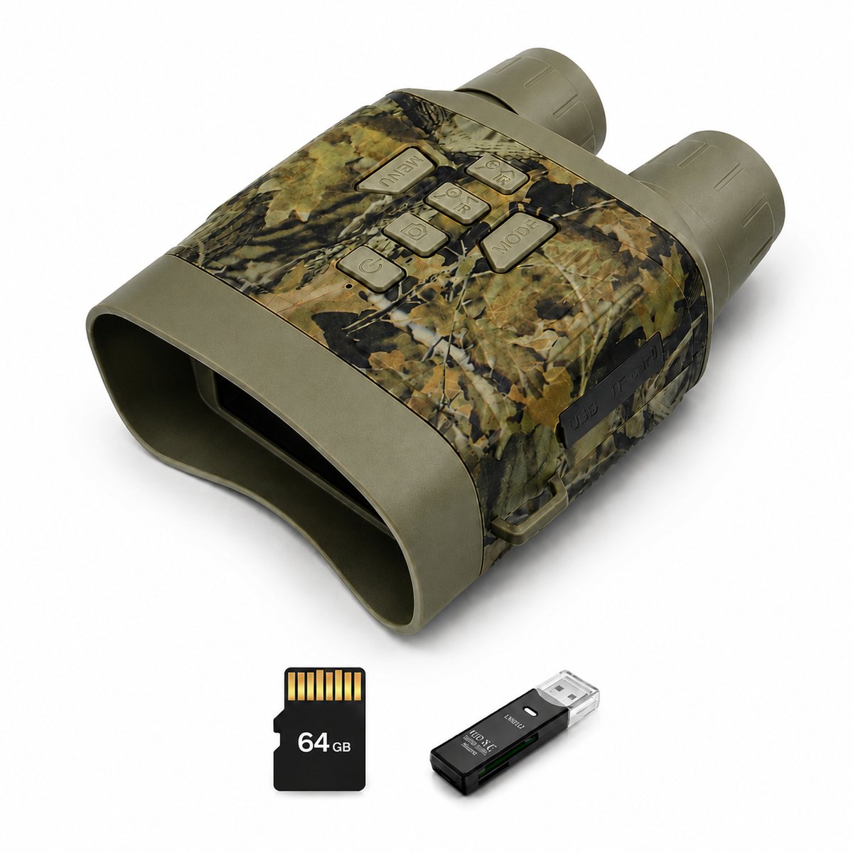Gloovon® - NachtKijker Verrekijker - Nachtkijker met Infrarood - 4K Ultra HD & 36MP - 5 x Digitale Zoom - 200M - Night Vision - Incl. 64GB Micro-SD-kaart - Camouflage