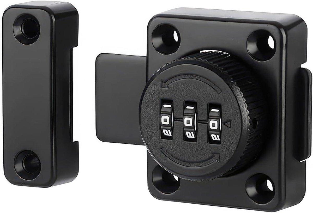 Deur Combinatieslot - Grendelslot Wachtwoord - Beveiliging Kastdeur - Sleutelloos Digitaal - 60 x 52 x 14 mm - Zwart