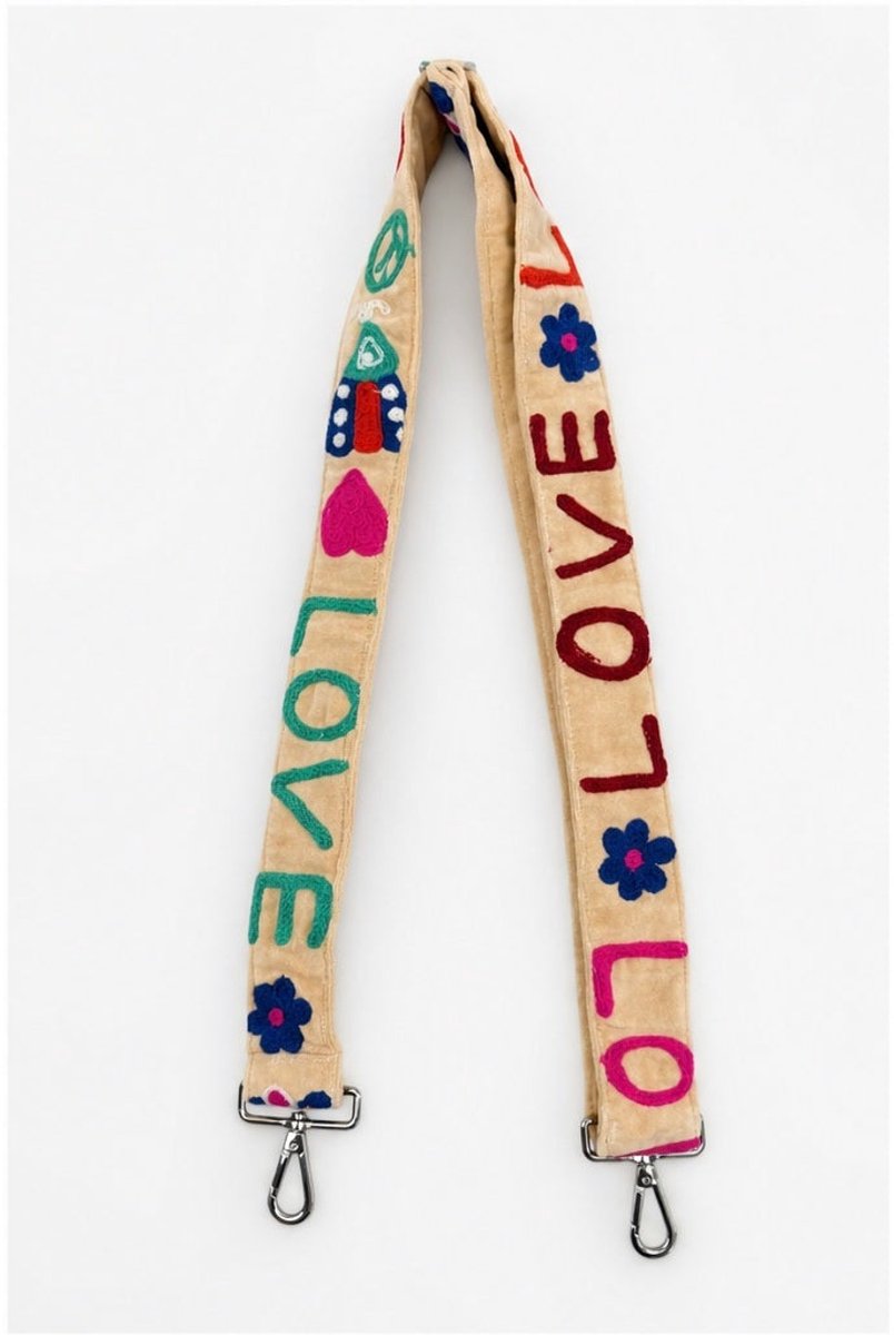 HS Tassenriem - Love multicolor beige - Verstelbare Schouderband voor Tas