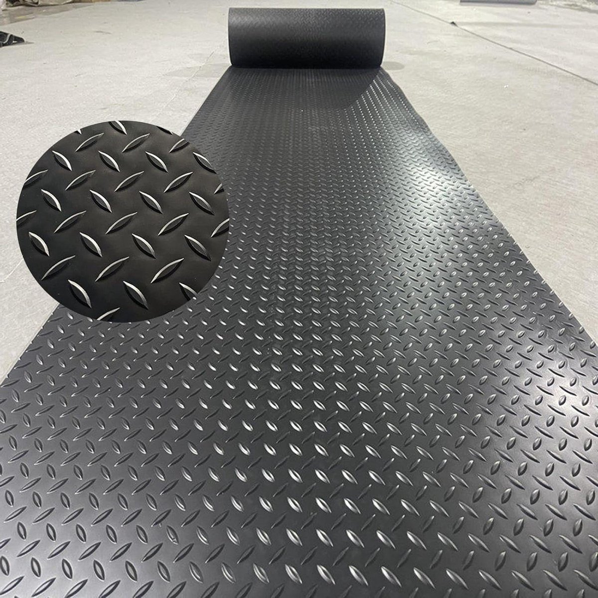 Rubberen vloerbedekking - Antislip rol - Vloer beschermen - Isolerend en brandwerend - 15
