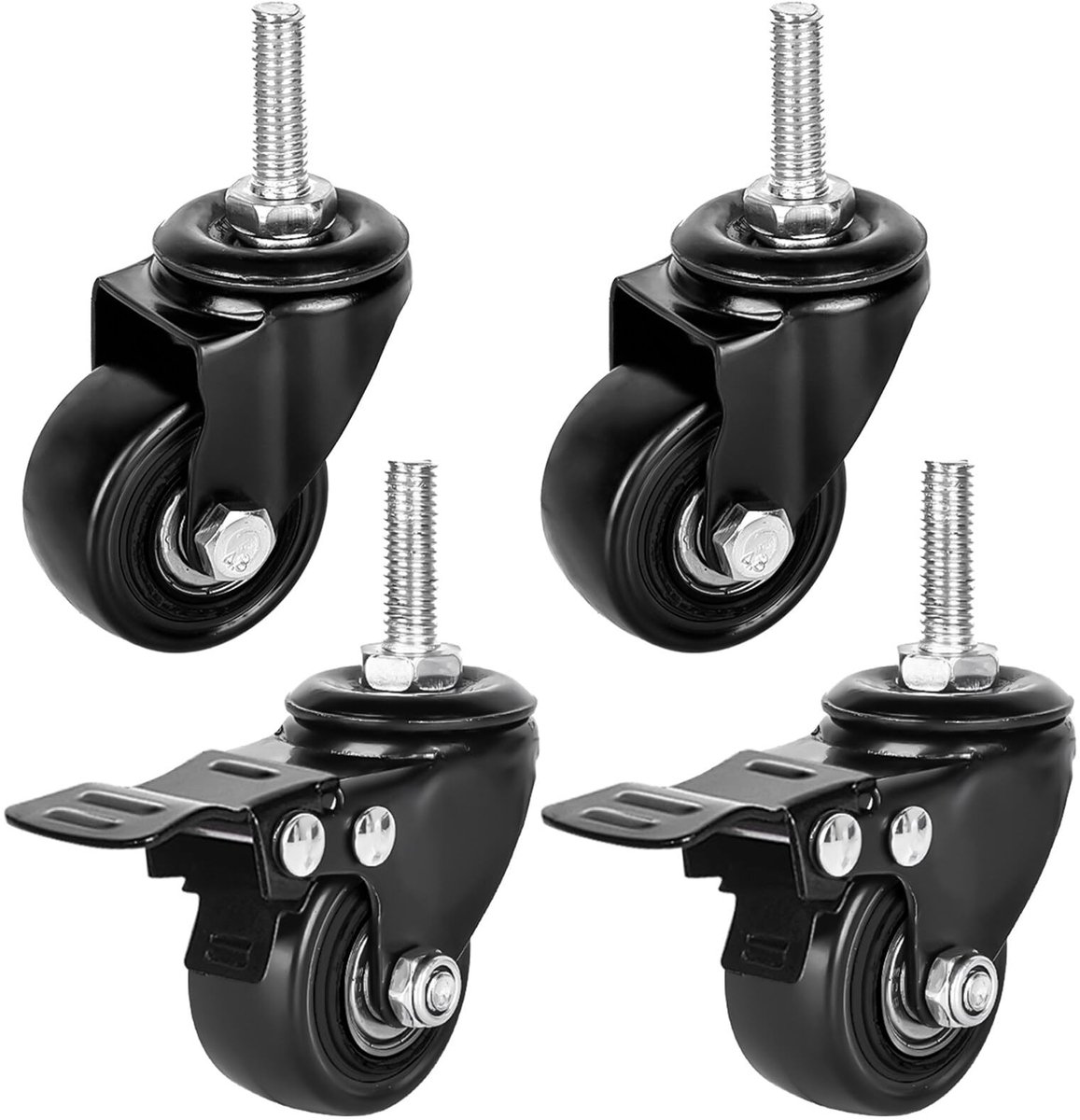 JHUBERS- Meubelwielen Heavy Duty - Zwenkwielen - Meubelroller - Rubber - 360° Rotatie - Geen Vloerafdrukken - Hoog Laadvermogen - Meubelrollen