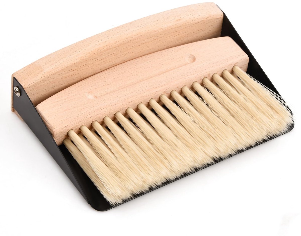 BRENZOOS- Vuilnisbak Compact - Reinigingsset - Mini Vuilnisbak - Handveger - Veegplaat - Perfect voor Tafel en Bureau - Veegset