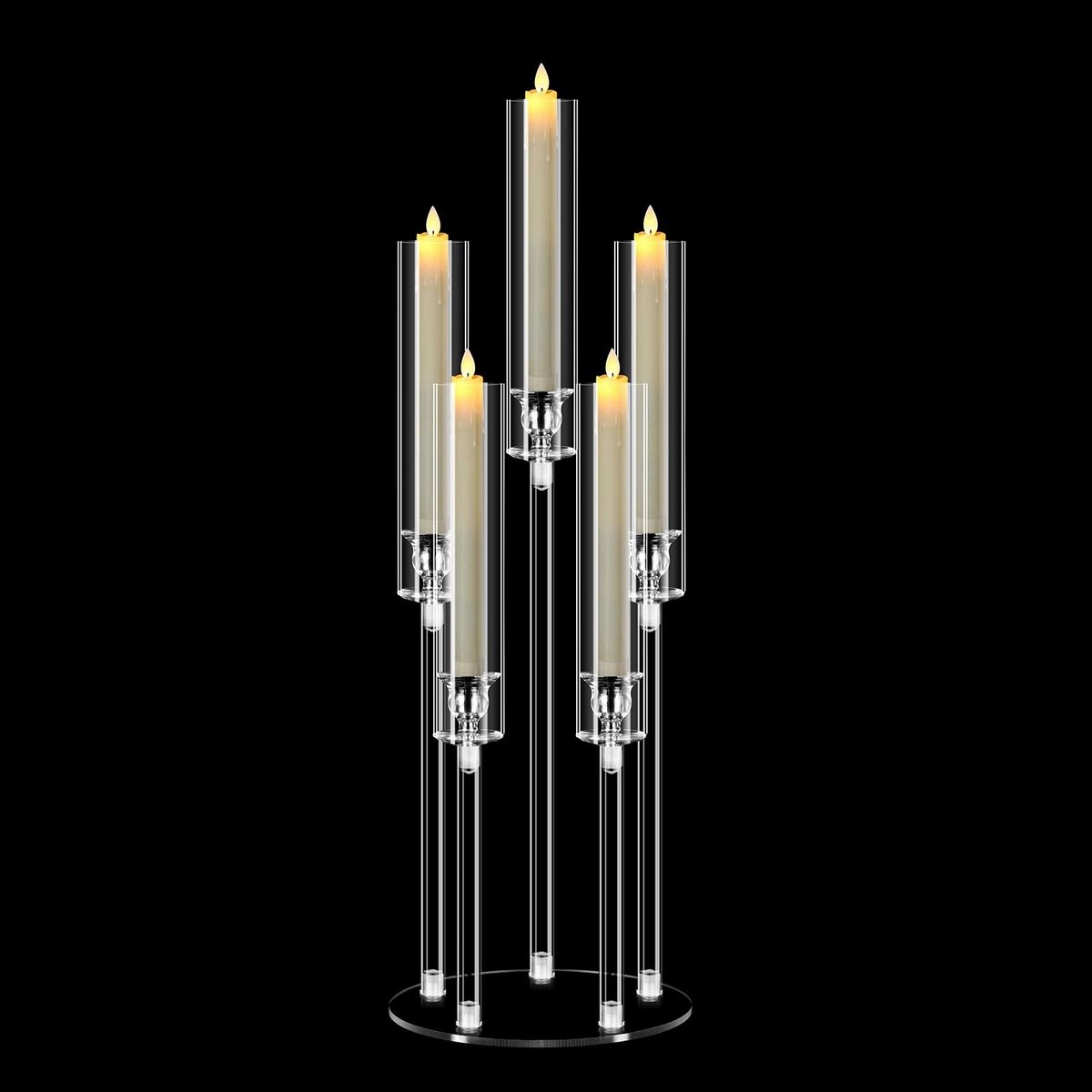 BRENZOOS- Kandelaar Hoge 68 cm - 5-Armige Kaarsenstandaard - Tafelcenterpiece - Decoratie voor Halloween/Kerst - Acryl Design