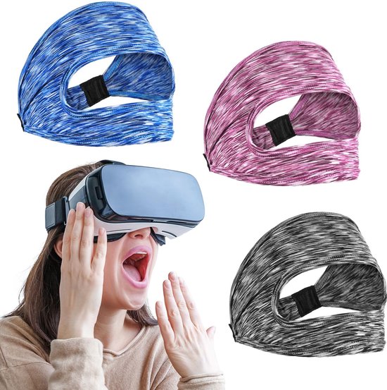 BRENZOOS- VR-hoofdband 3 stuks - ademend - wasbaar - zweetbescherming - oogmasker - elastisch spandex/polyester - VR-accessoire