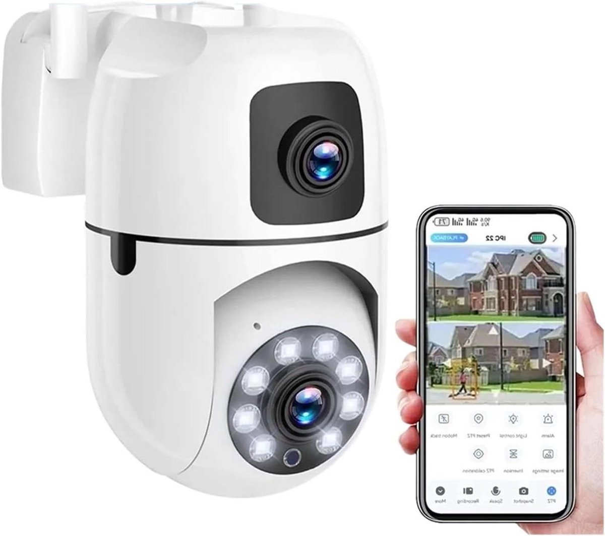 IP Camera - Beveiligingscamera Wifi - Thuisbewaking Binnen - Dubbele Lens Zoom - 4MP - Wit