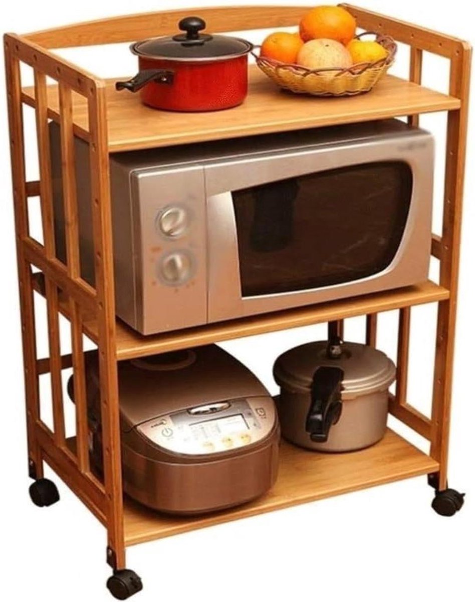 Keukenrek Magnetron - Opbergrek Oven - Keuken Organiseren - Met Wieltjes - 3 Lagen - Niet gespecificeerd