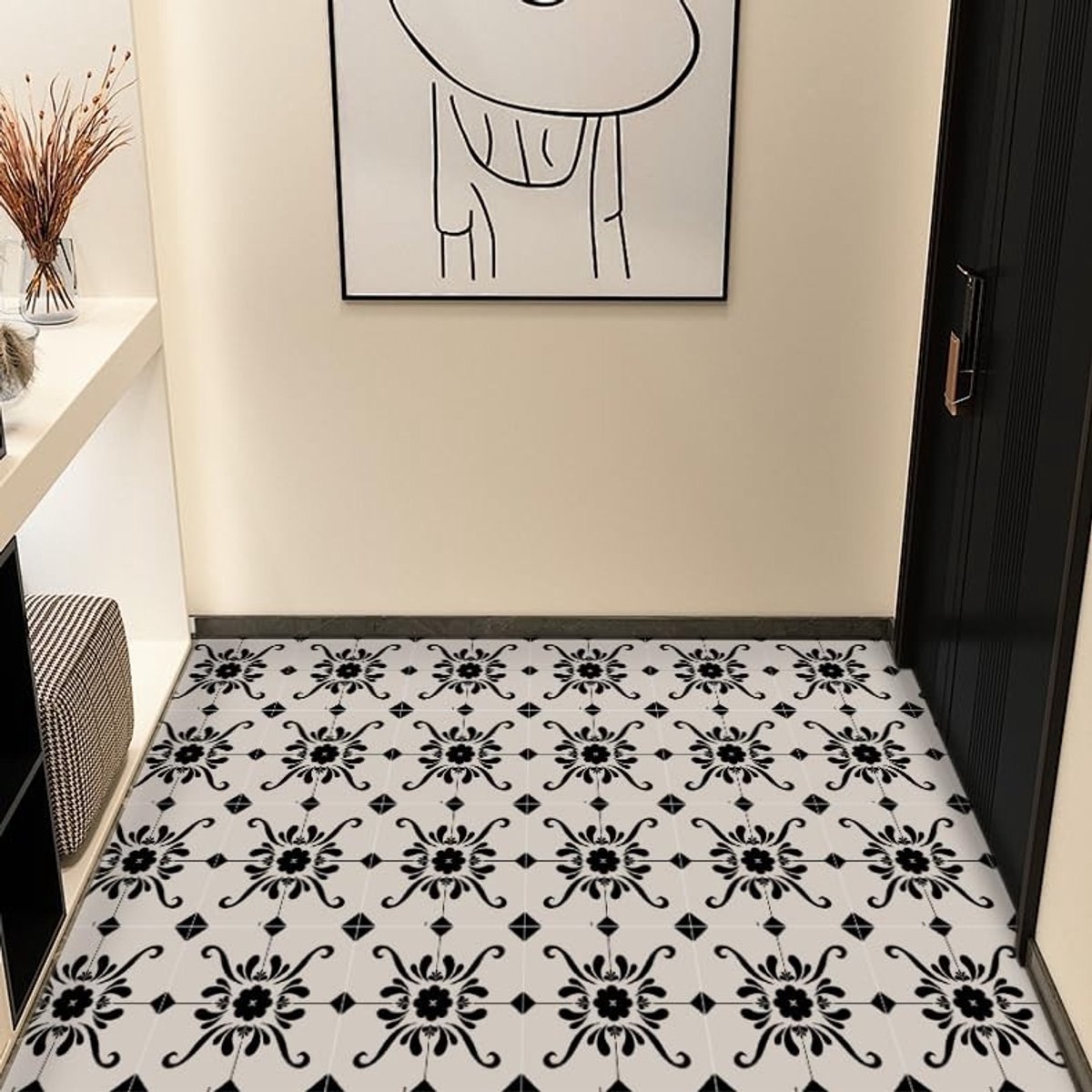 LIVIA HOME- Vinyl-Vloertegelstickers Zelfklevend - 24 Stuks - Vierkant - Voor Badkamer/Keuken - Eenvoudig Aanbrengen - Decoratieve Patroon - Muurtegelstickers