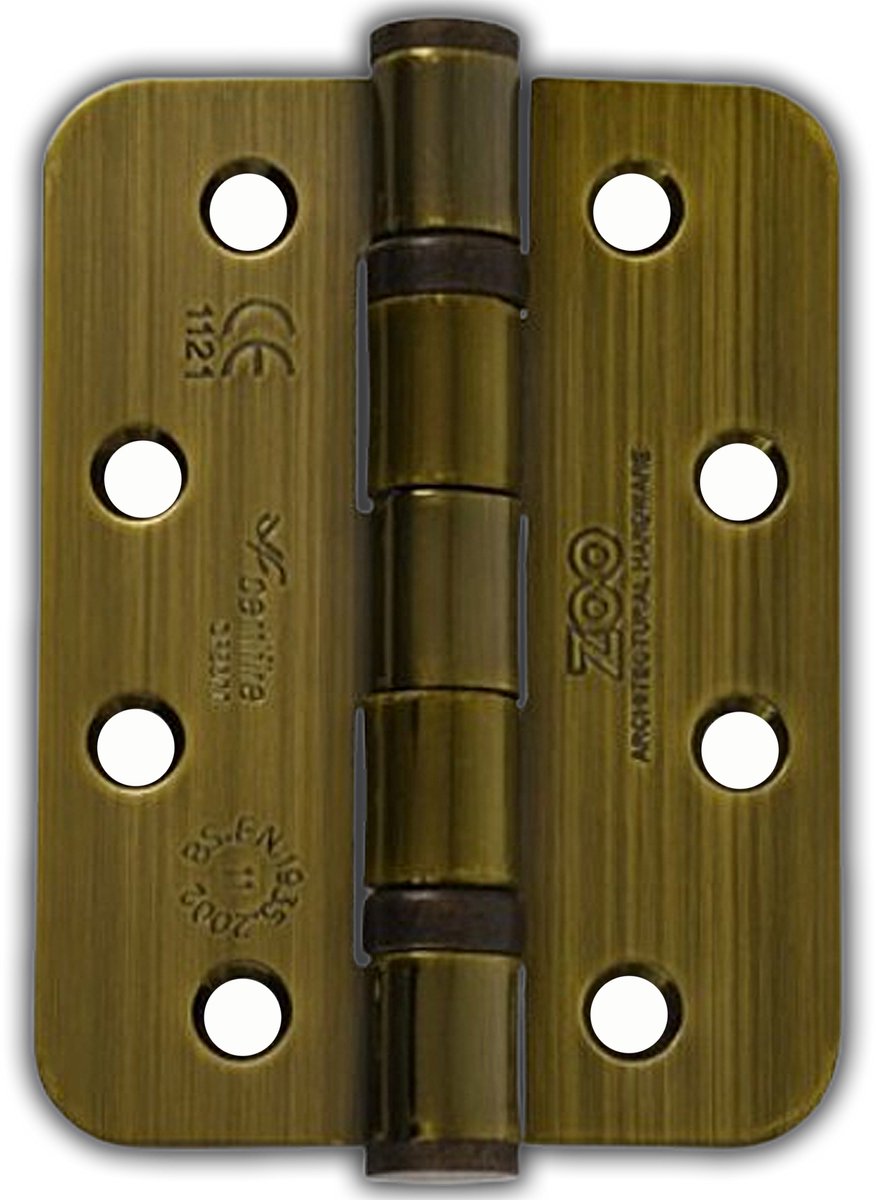 Deurscharnier met kogellagers, gevlochten, 102x76x3, oud goud