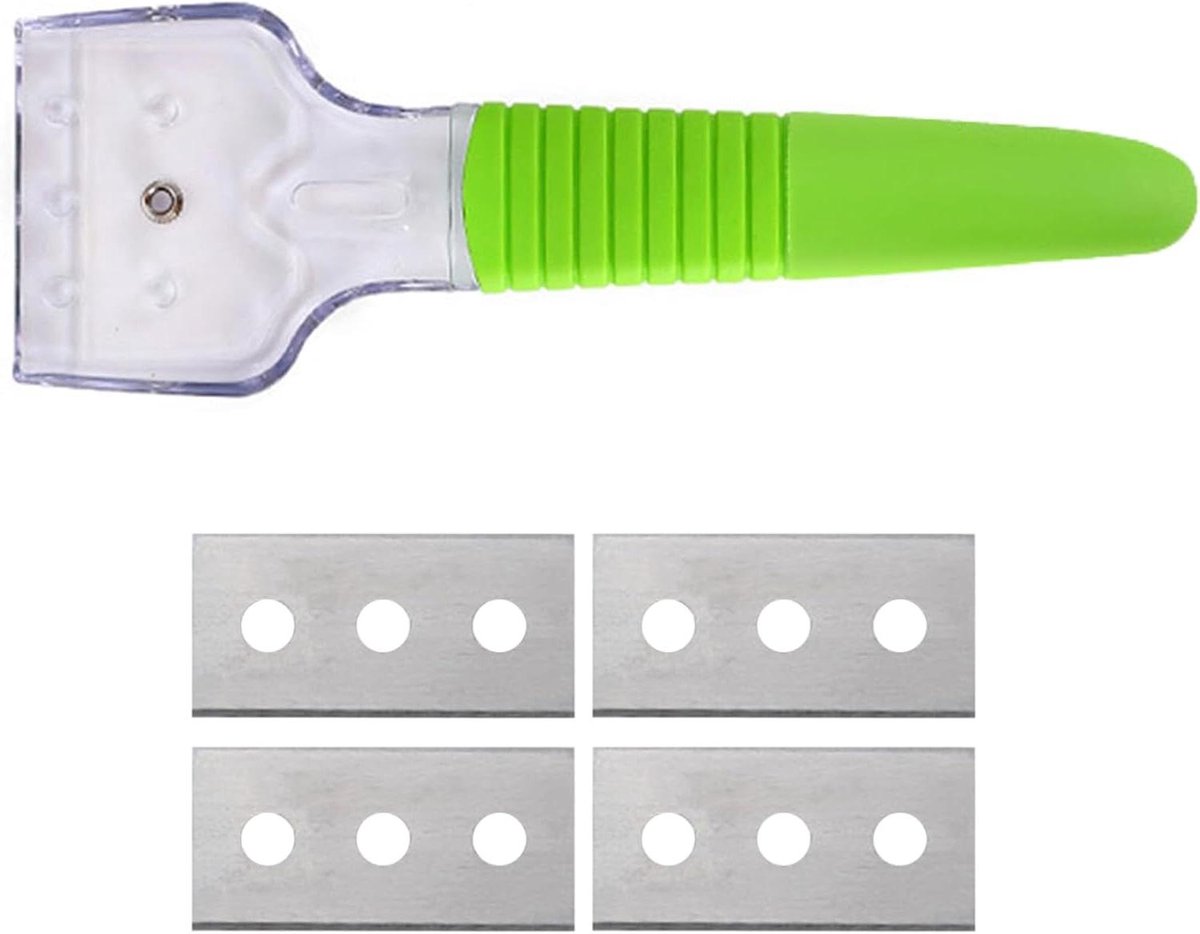 Keukenschraper - Reinigingsgereedschap - Kookplaat Schoonmaken - Afneembaar Snijblad - 16 cm - Zwart