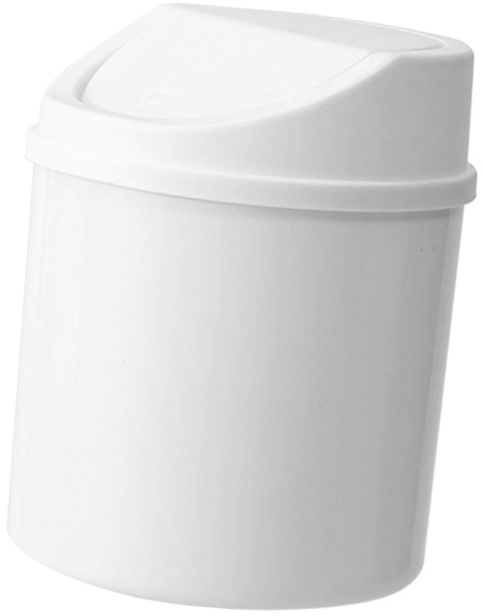 Mini Prullenbak - Afvalbakje Bureau - Netjes Werken - Flip Cover Deksel - 1.5 Liter - Wit