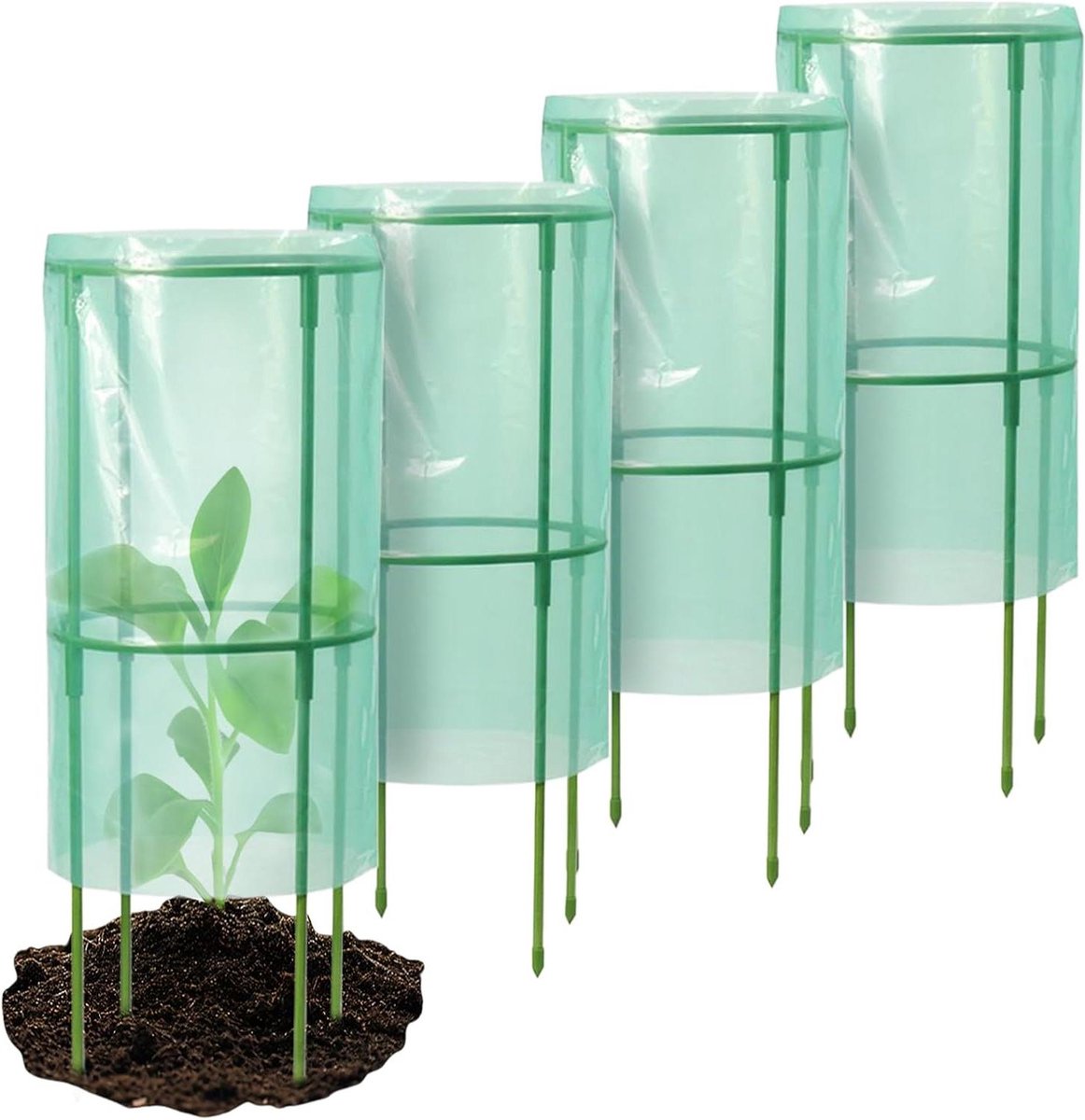 Planten Beschermers - Tuin Kappen - Bescherming Zaailingen - Ademend Ontwerp - 4 Stuks - Groen