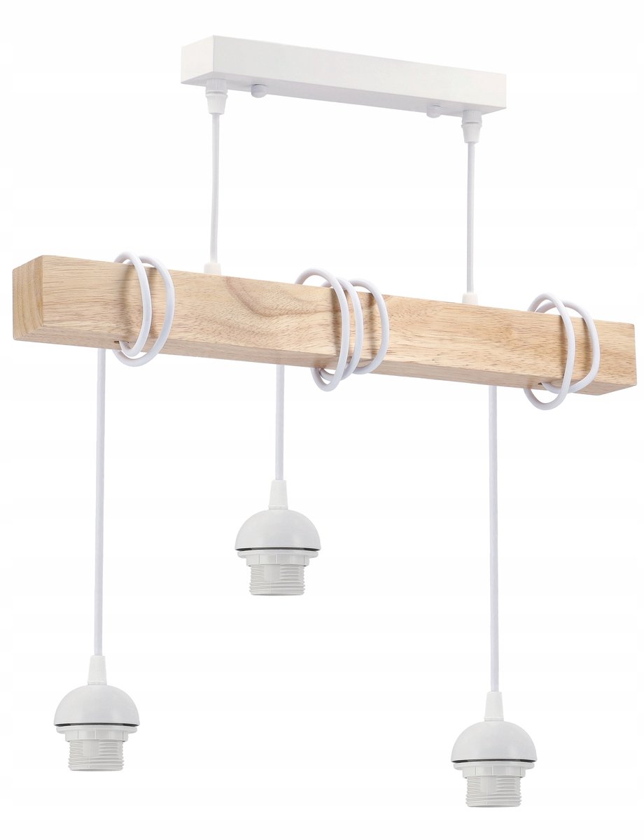 LED Hanglamp Wit 3xE27 Hout - Stijlvolle Loft Design Verlichting