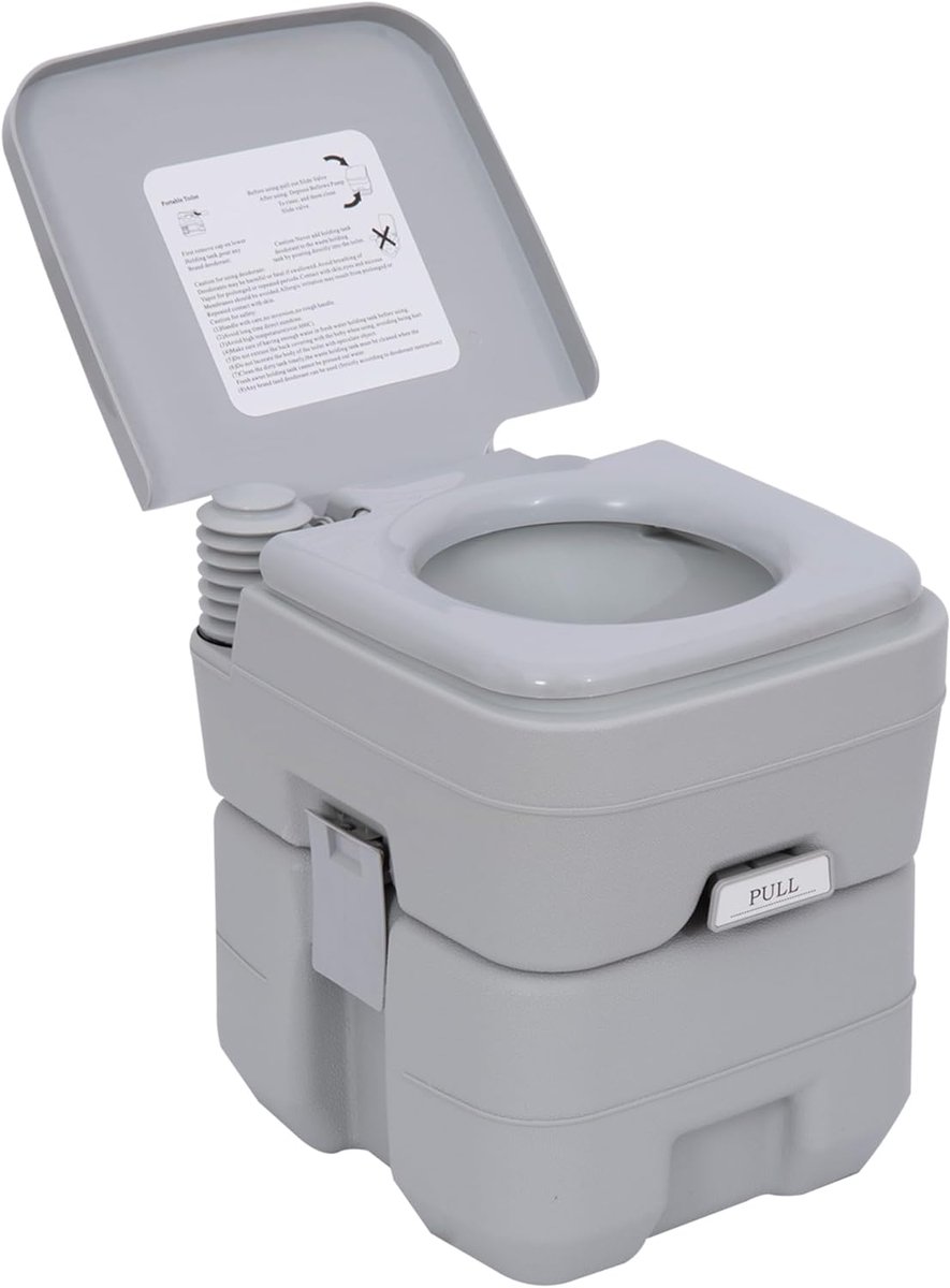Mobiel Toilet - Reis Toilet - Kamperen en Reizen - Geurvrij Ontwerp - 20 Liter Tank - Grijs