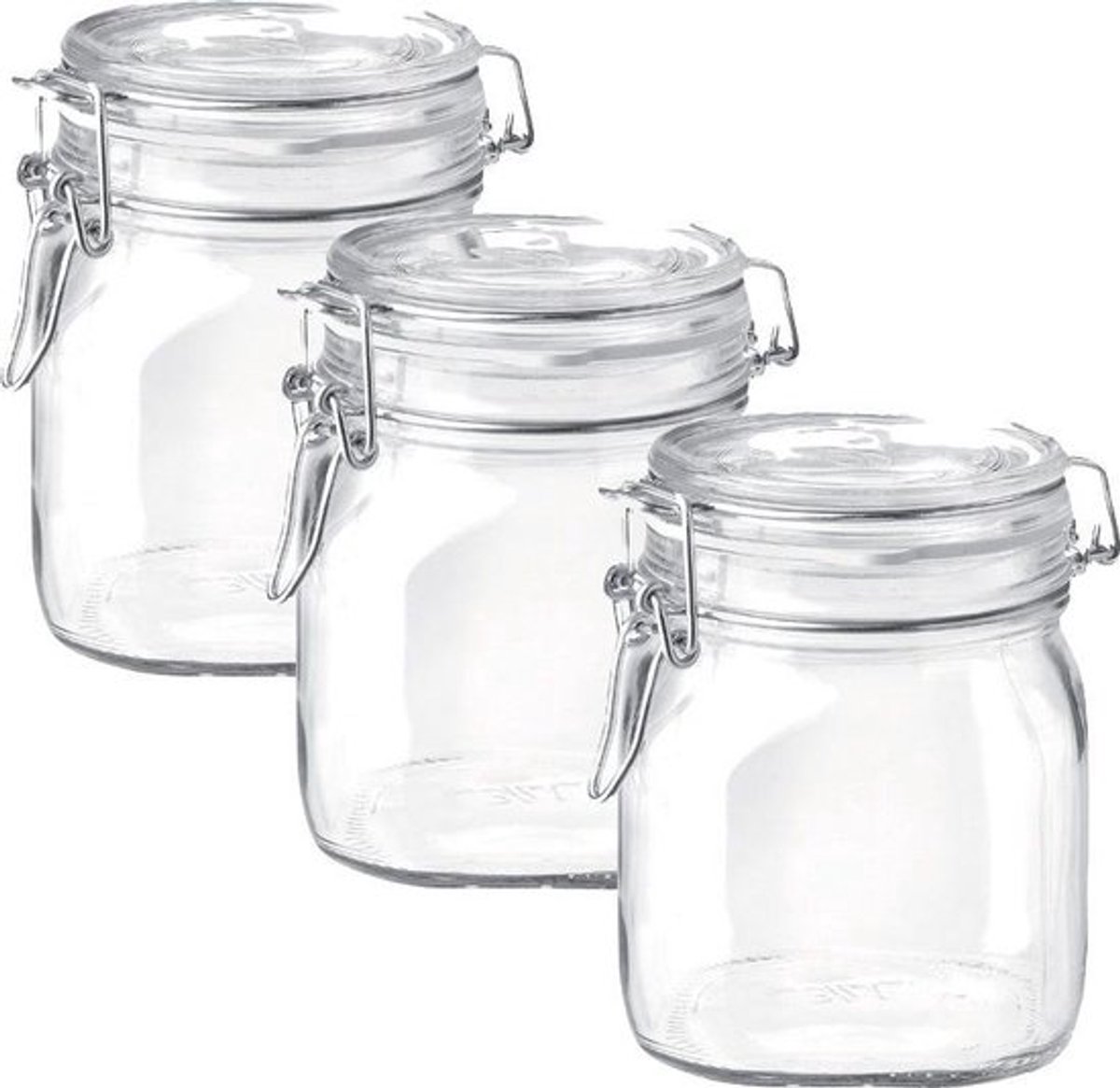 Weckpot - Voorraadpot - Transparant - Vierkant - 750 ml - 3 stuks