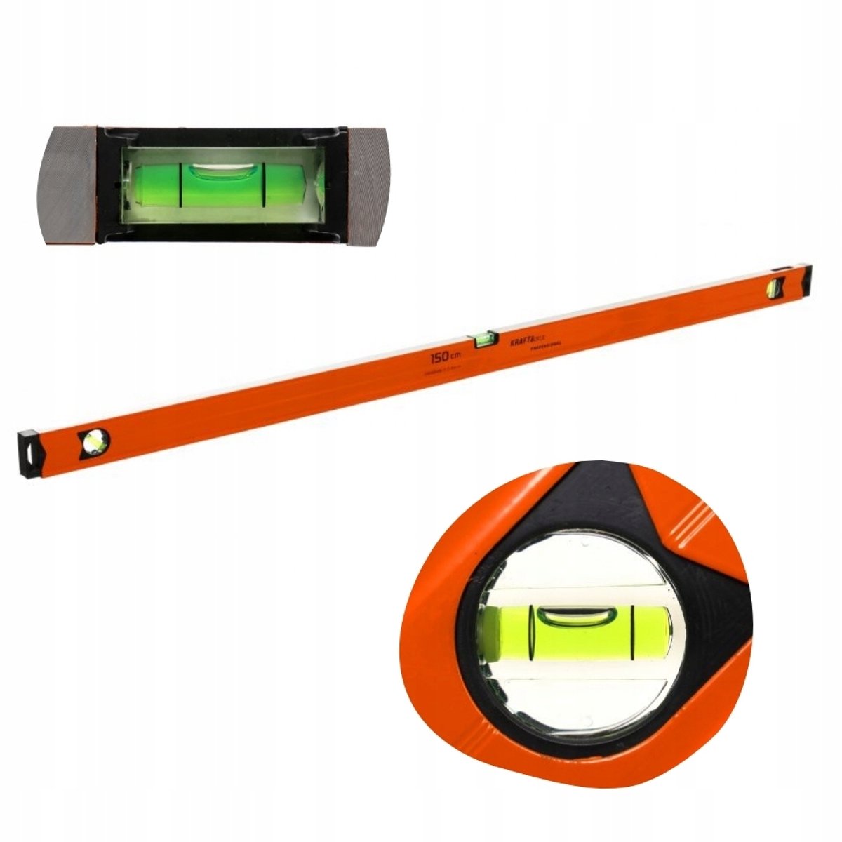 Kraft&Dele Aluminium Waterpas 150cm Magnetisch met 3 Libellen