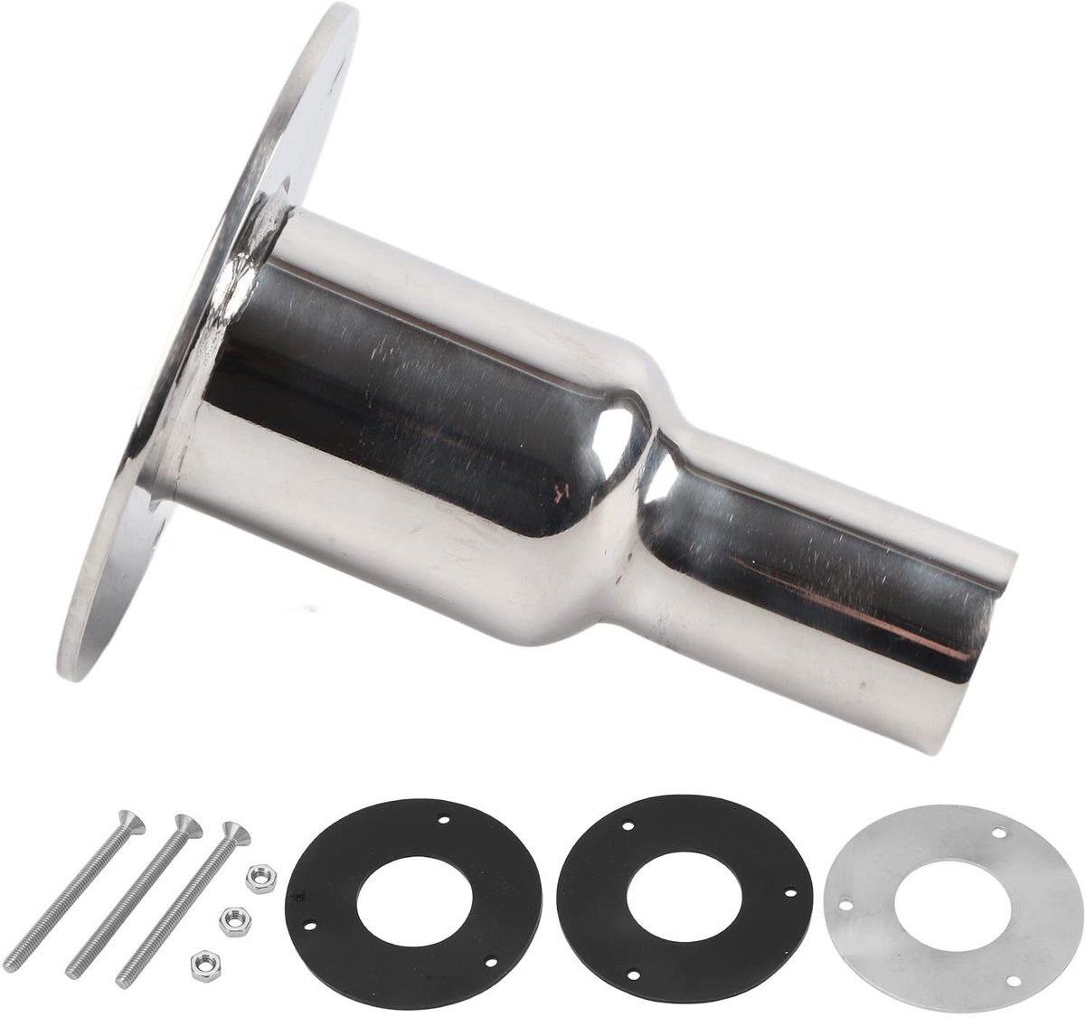 Dailygoods- Uitlaatpijp Roestvrij Staal - Thru Hull - 24mm Buitendiameter - Jacht - Dieselverwarming - Inclusief Pakking/Schoef/Moer - Door-de-romp Uitlaat