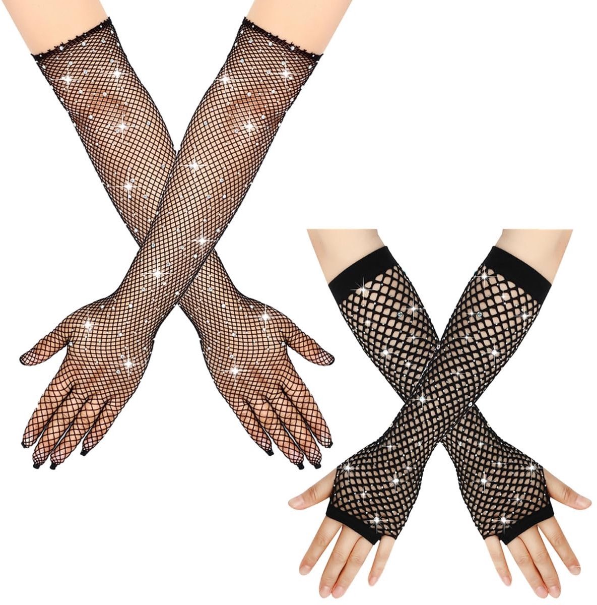 Dailygoods- Dameshandschoenen met strass - Vingerloze Handschoenen - Lange Handschoenen - Mesh/Handschoenen - Party/Cosplay - Elegant ontwerp, eenheidsmaat