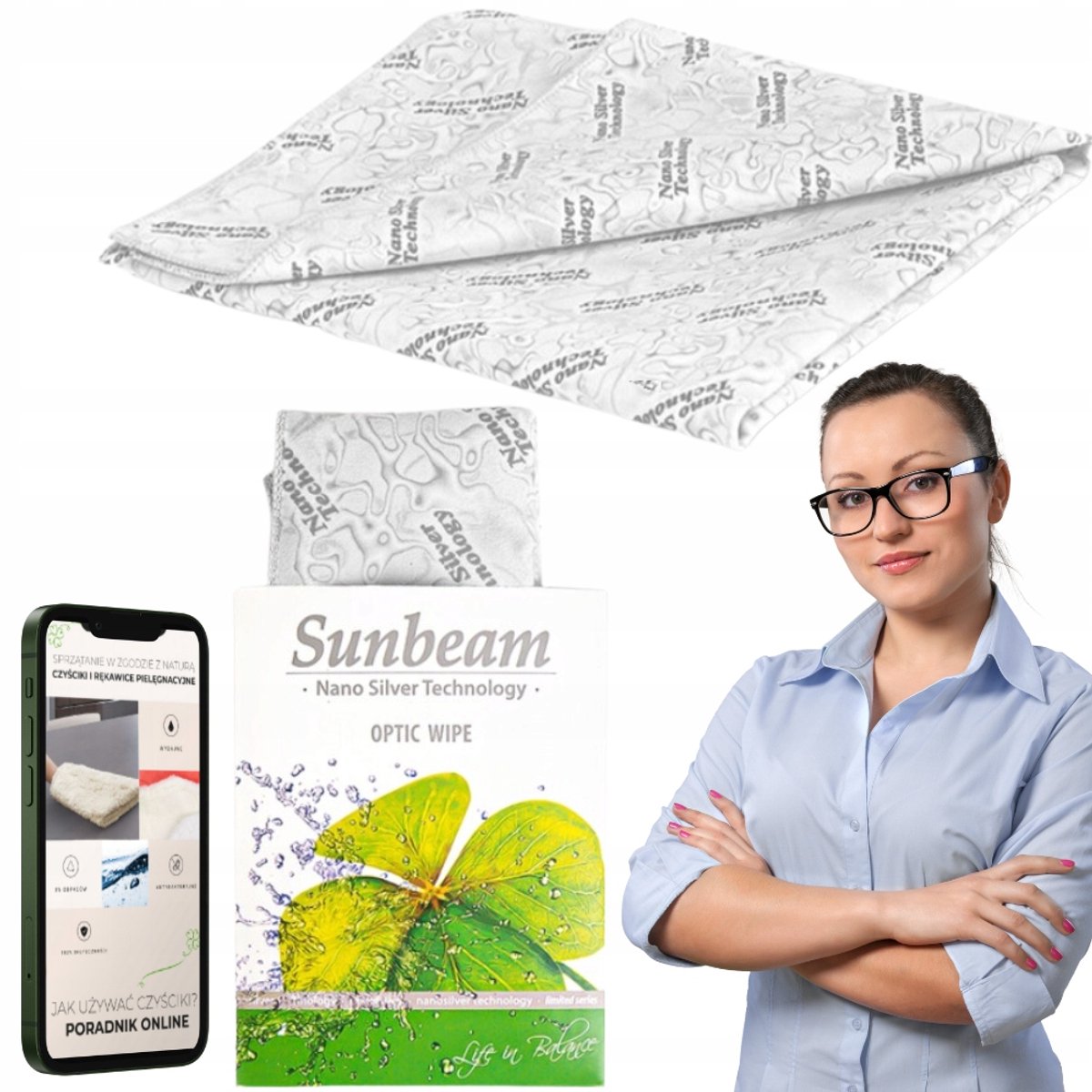 Raypath Sunbeam Popiele microvezel is okulair en ekranów