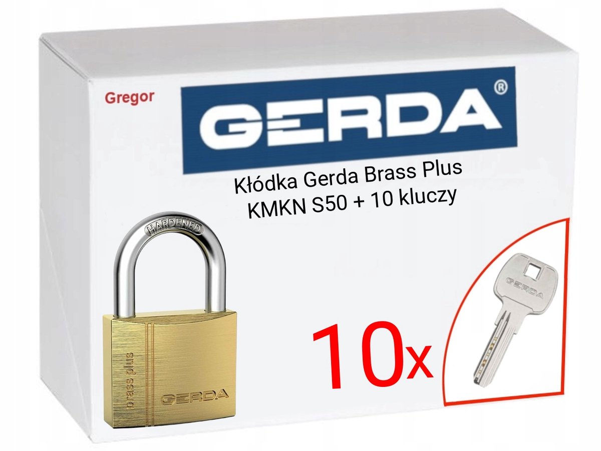 Gerda Brass Plus KMKN S50 Hangslot met 10 extra sleutels