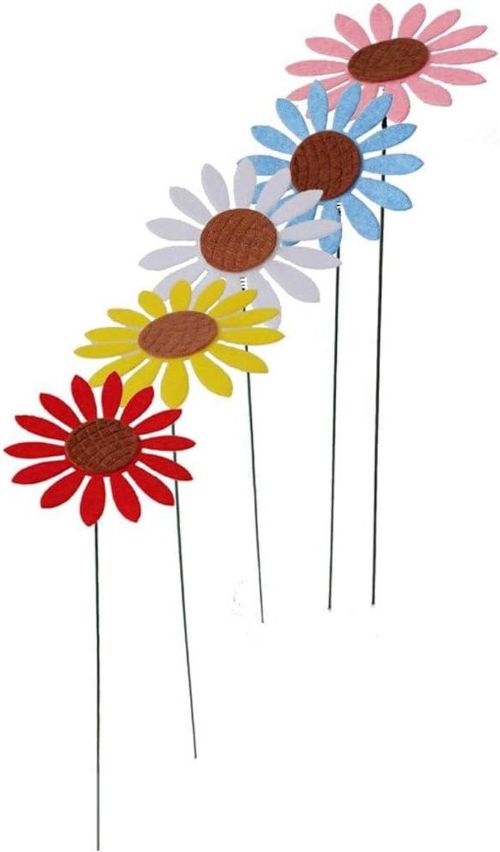 Metalen Bloem Decoratie - Tuin Decoraties - Buiten Versieren - Weerbestendig Afwerking - 5 stuks - Multicolor