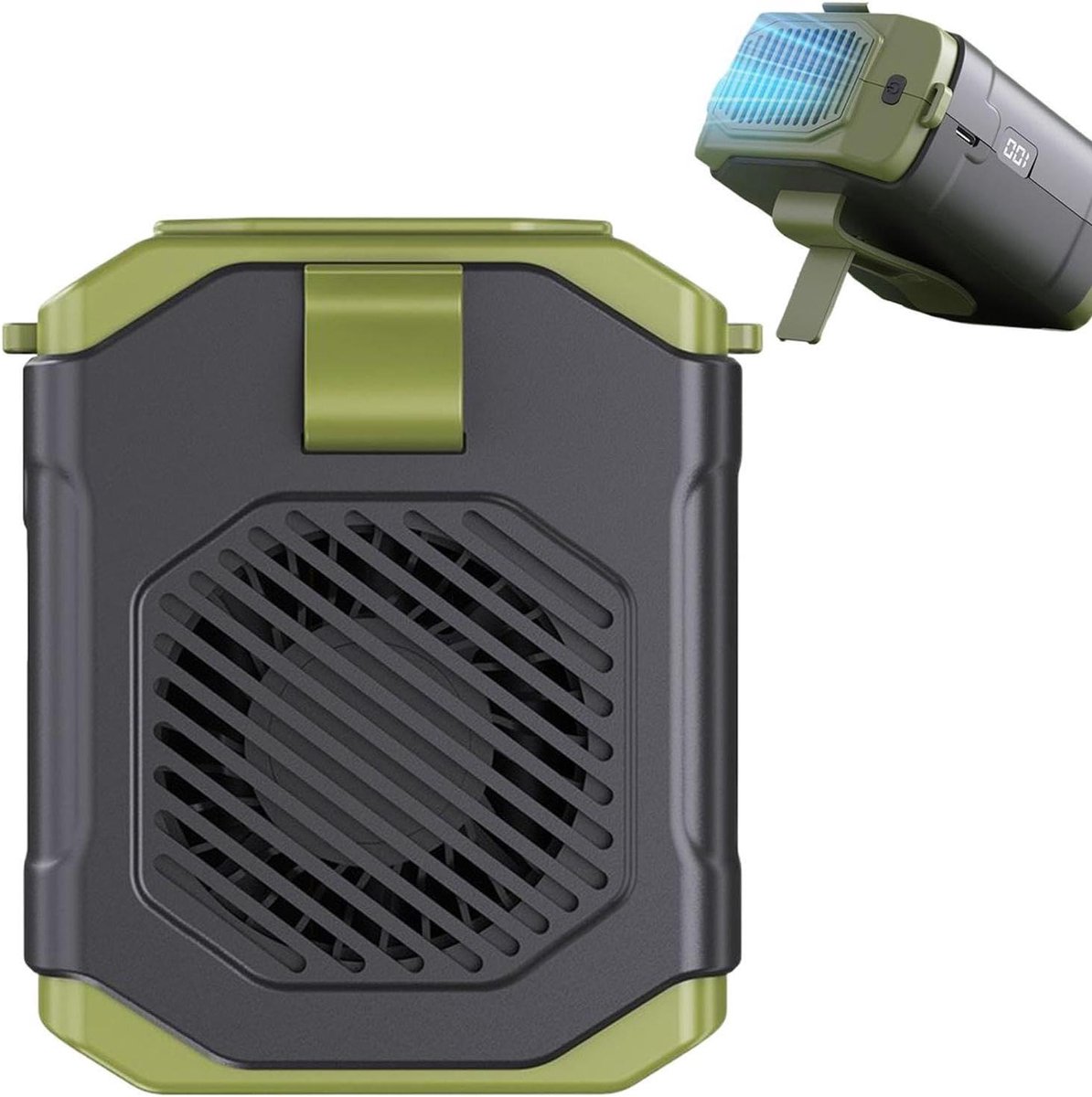 Taille Clip Fan - Draagbare Ventilator - Buitenactiviteiten Koelen - Ingebouwde Zaklamp - 7 x 11 x 7 cm - Groen