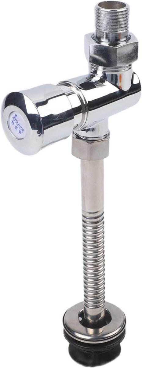Urinoir Spoelklep - Automatische Knop - Water Besparen - Handmatige Bediening - 13 x 12 x 5 cm - Zilverkleurig