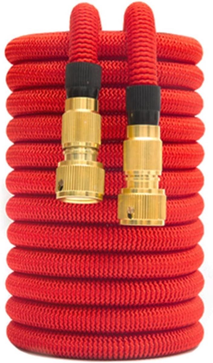 Uitschuifbare Tuinslang - Hogedruk Waterleiding - Tuin Bewateren - Dubbele Metalen Connector - 5 Meter - Rood