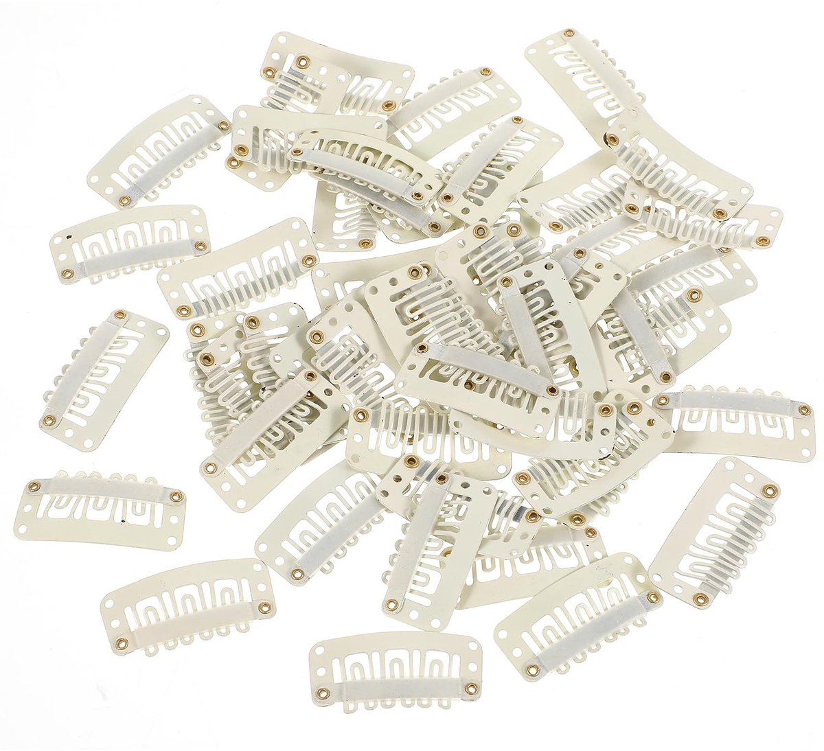 Dailygoods- Pruikclips 50 stuks - Beige - Gevlochten - U-vorm - Metalen/Siliconen - 32 mm - Sterke hechting - Haarclips
