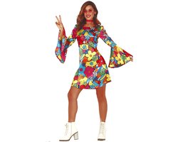Fiestas Guirca - Hippie Dress Flower Power - maat L (42-44) - Carnavalskleding - Carnaval - carnavalskleding 2027 - Carnaval kostuum