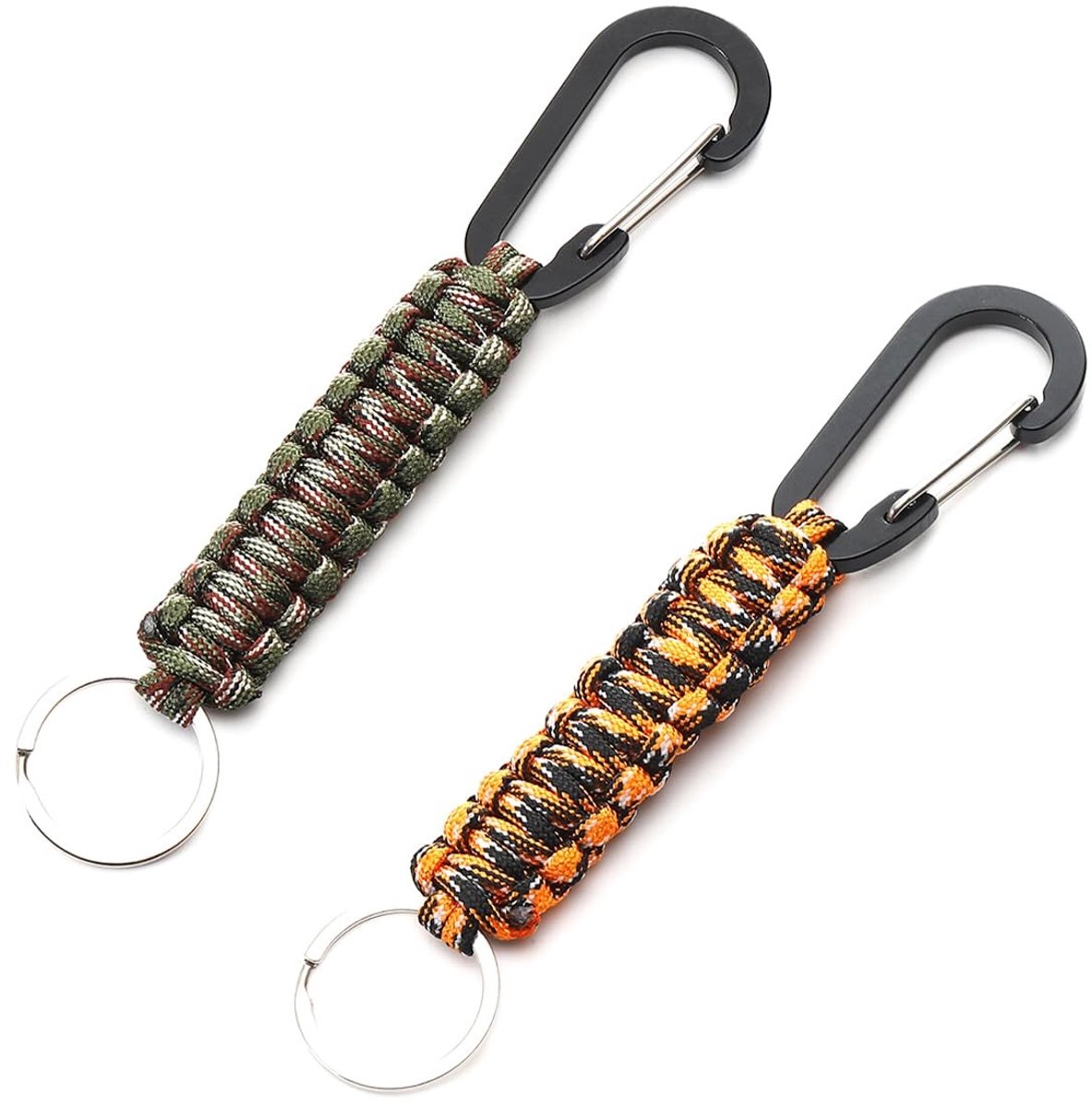 Dailygoods- Sleutelhanger multifunctioneel - Paracord - Karabijnhaak - Draagbaar - 2 stuks - 3 x 17 cm - Keychain