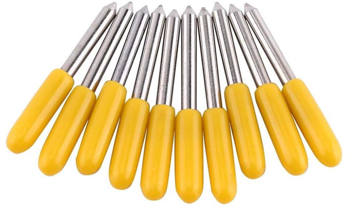 JHUBERS- Snijmes Professioneel - 10 Stuks - Wolfraamcarbide Bladen - Hoge Precisie - Voor Vinylsnijden - Duurzaam en Taai - Snijblad