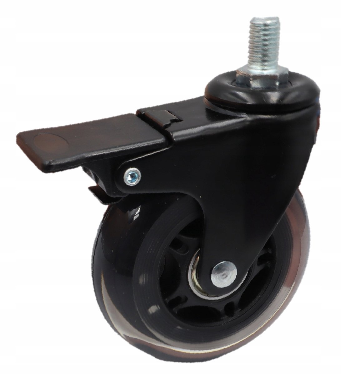 Zwenkbaar Meubelwiel met Rem, Ø 75 mm, M10 x 15 mm