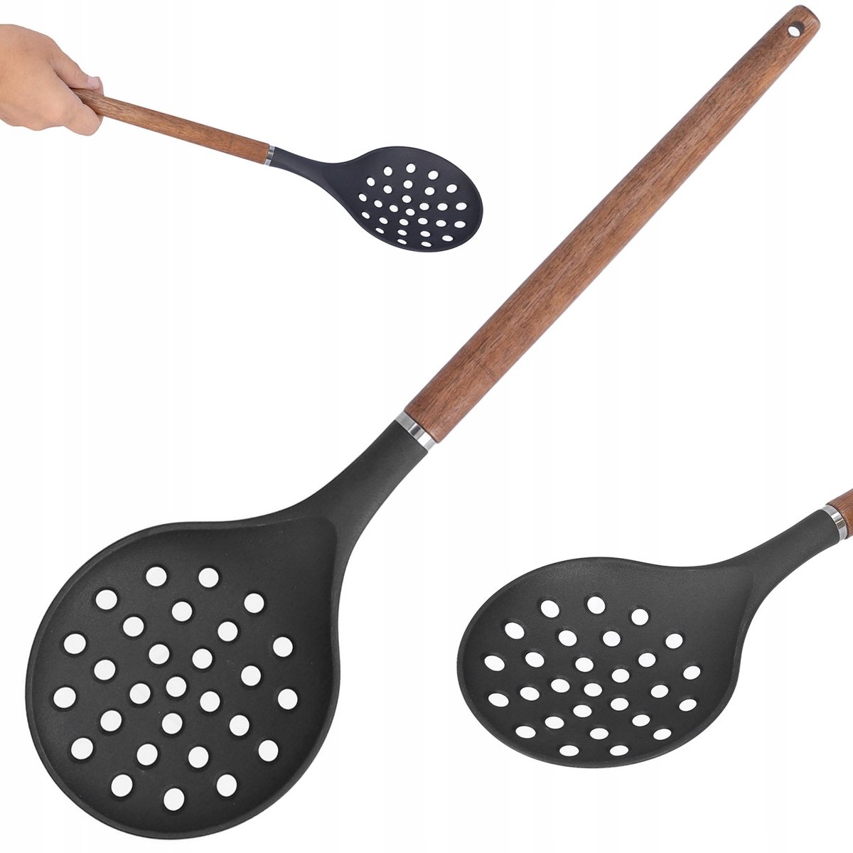 PBT Schöpf- en Zeeflepel met Acacia Houten Handvat - 34cm