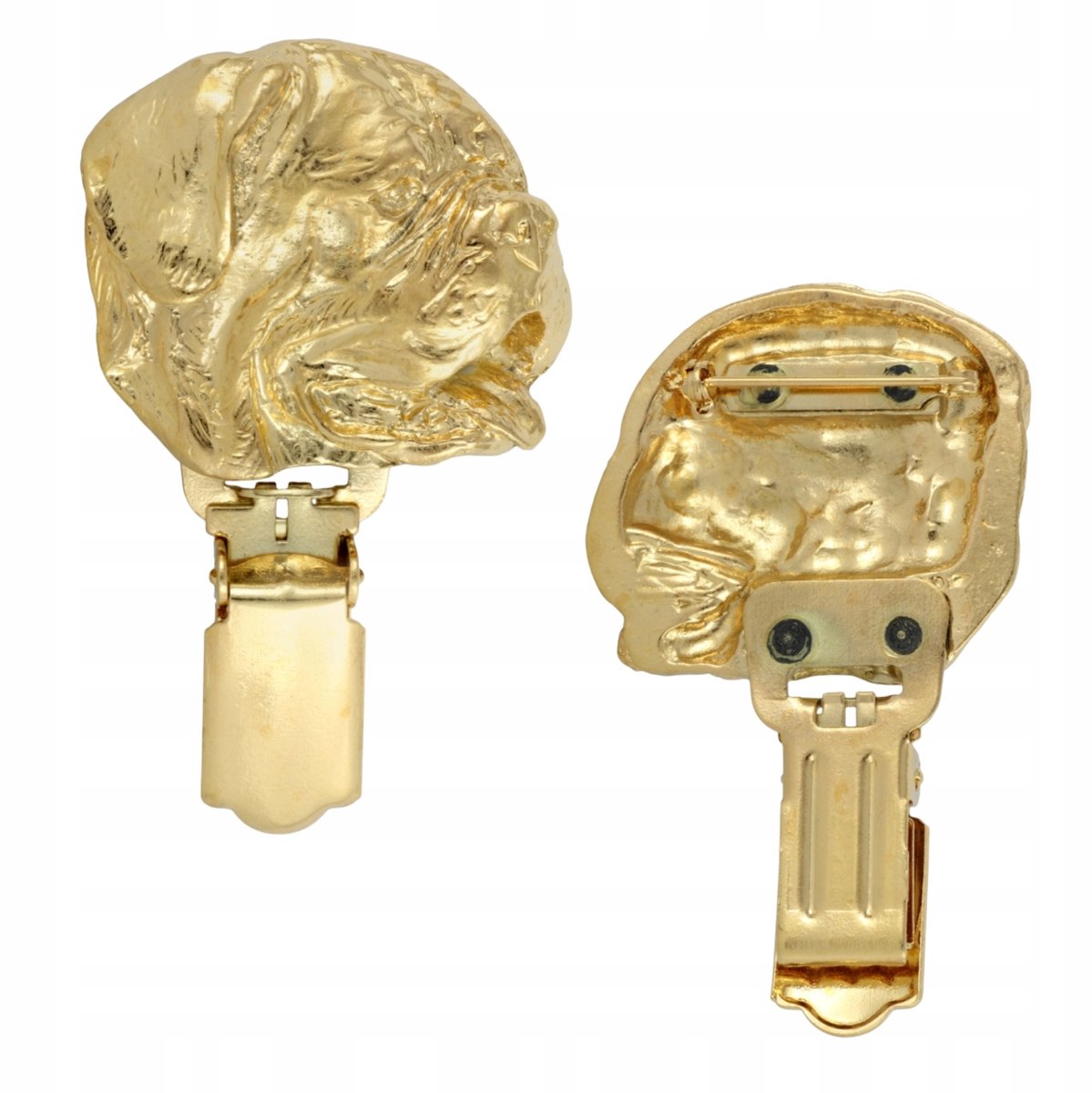 Gouden Dogue de Bordeaux Brosche met Klem - Startnummerhouder