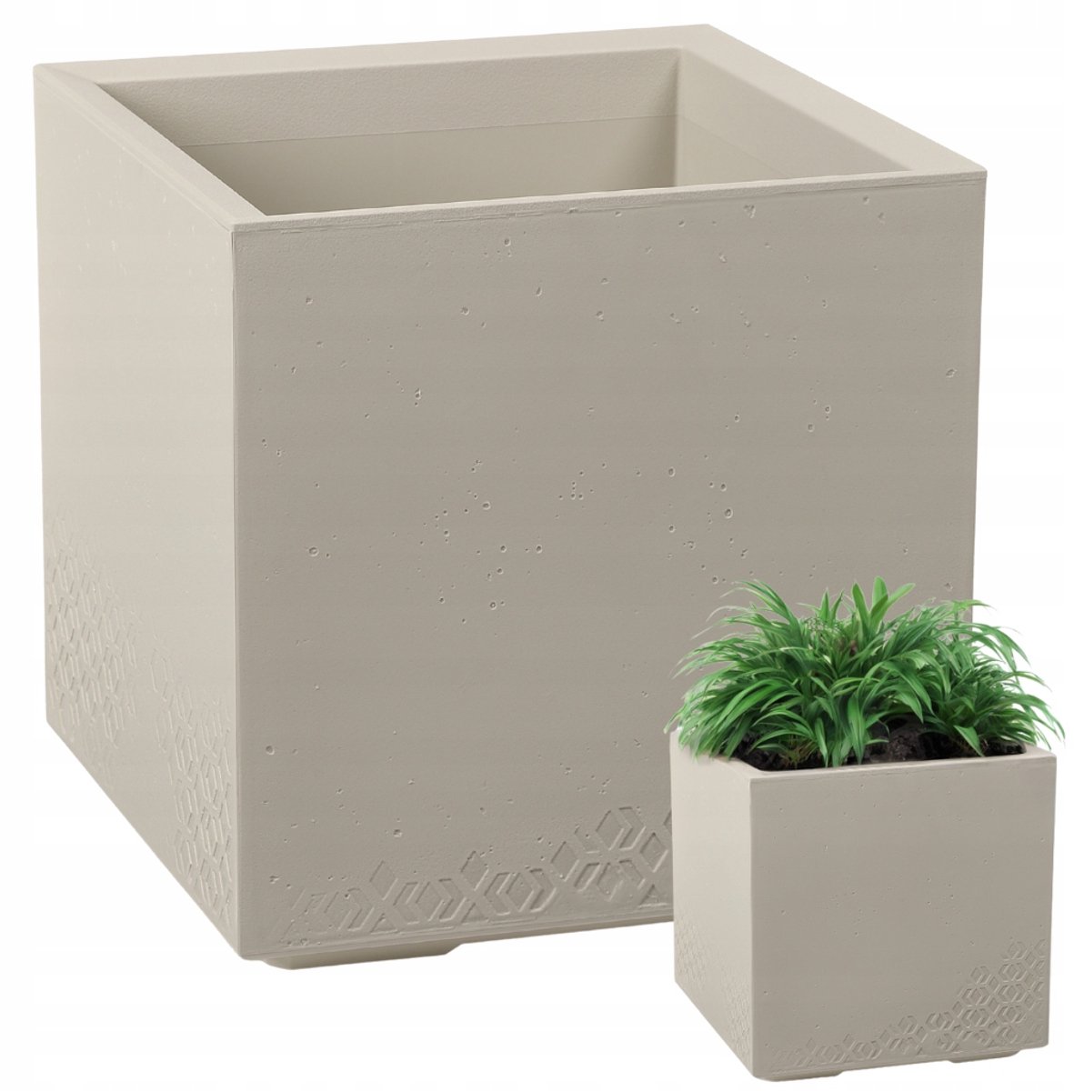 KARO ECO Gerecyclede Pot op Wielen 40x40 Beige Betonlook