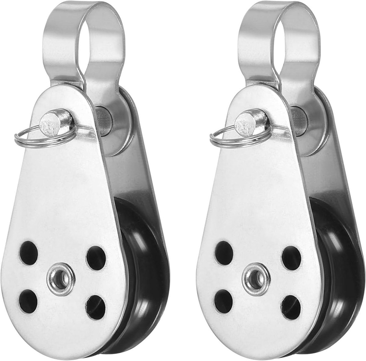 Mariene Katrol - Touw Blok - Watersport Gebruik - Roestvrij Staal Nylon - 25mm Wieldiameter - Zwart
