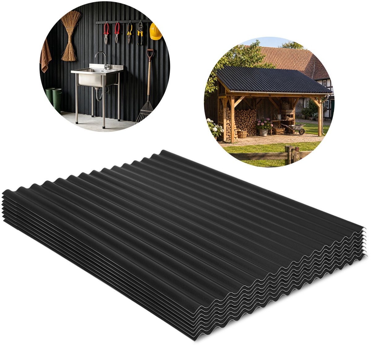 ASA golfplaten 8 stuks antracietgrijs 117 x 93 cm 1,5 mm dakplaten