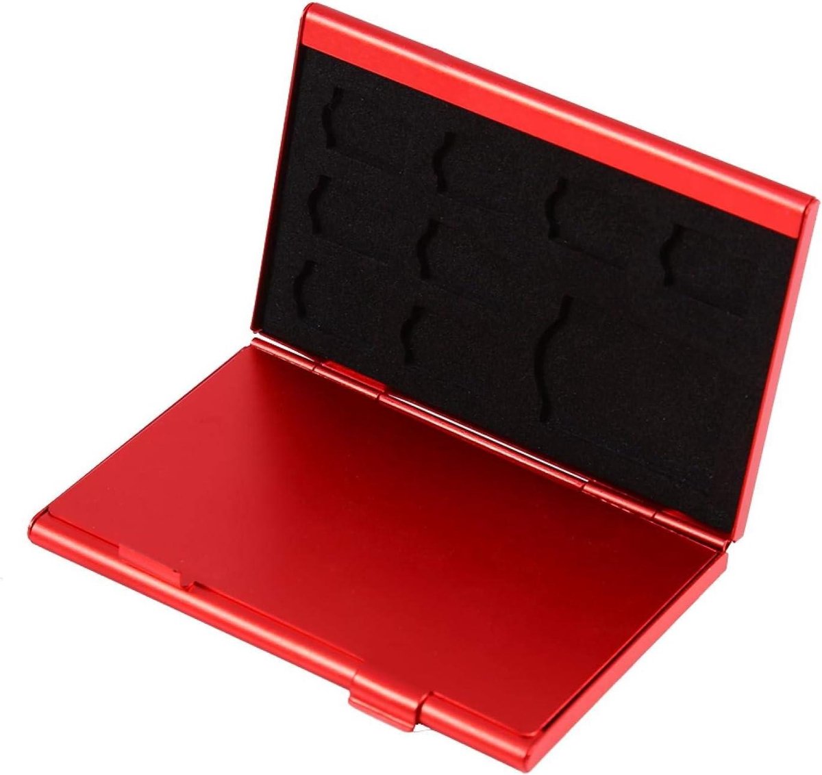 Kaarthouder Aluminium - SD Kaart Case - Geheugenkaarten Organiseren - Dubbellaagse Bescherming - 93 x 6 cm - Rood
